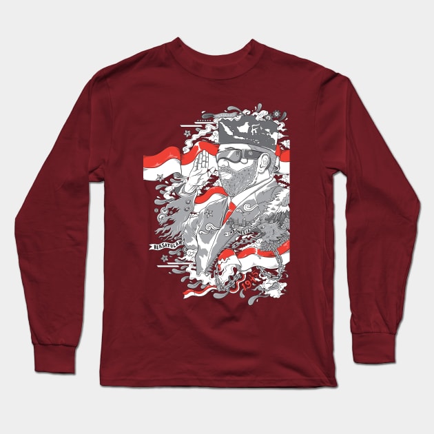 Leader of Indonesia Illustration Long Sleeve T-Shirt by ginanperdana